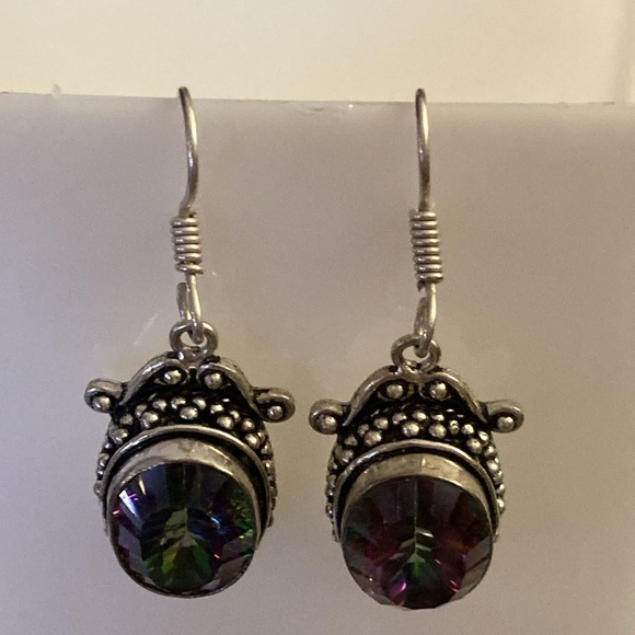 NWOT - Mystic Rainbow Topaz Gemstone Silver Earrings - Picture 6 of 9